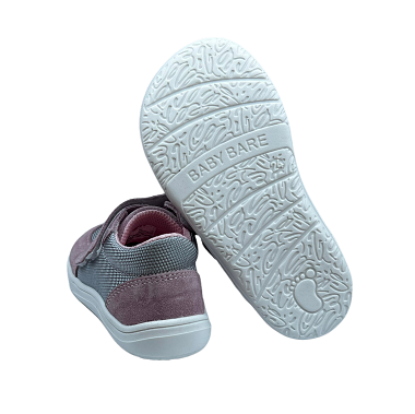 Baby Bare Shoes Barfußsneakers Grey:pink Sohle